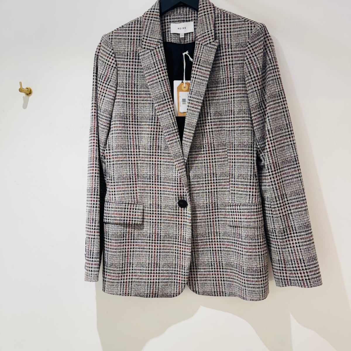 Reiss Libi check jacket Grey/burgundy/black