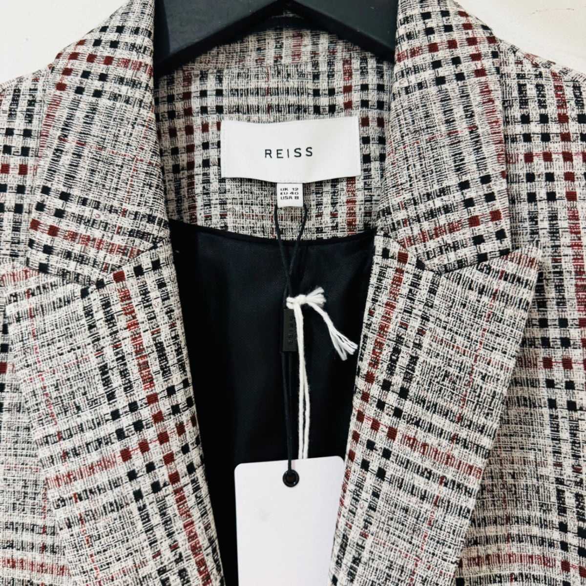 Reiss Libi check jacket Grey/burgundy/black