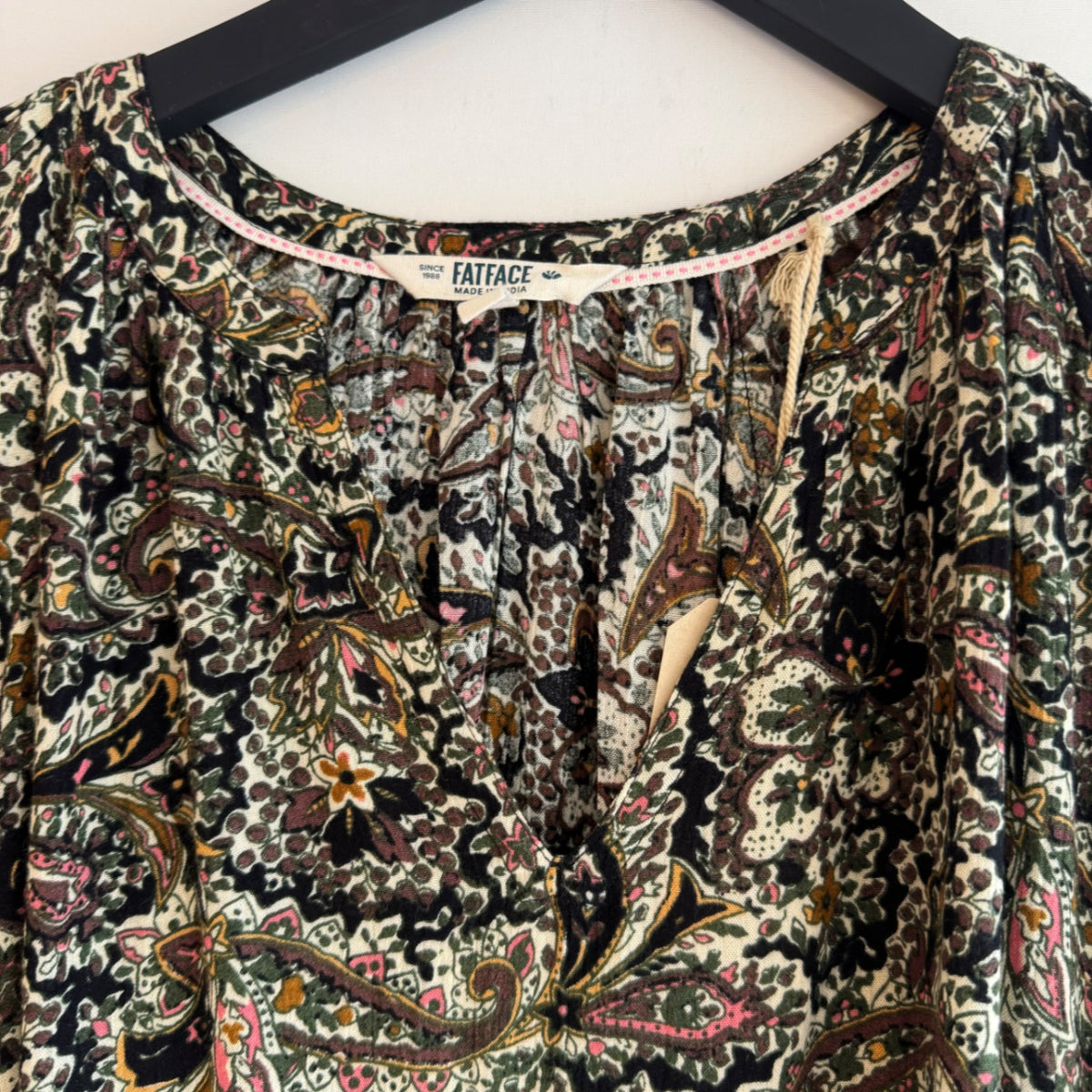 Fat Face Paisley Blouse Olive/Ochre mix