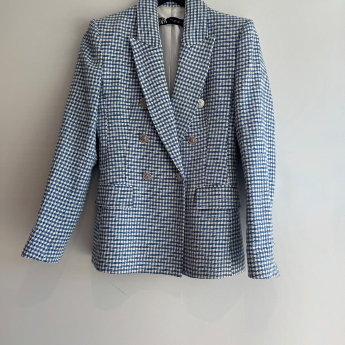 Zara dogtooth fitted jacket PowderBlue/Ivory