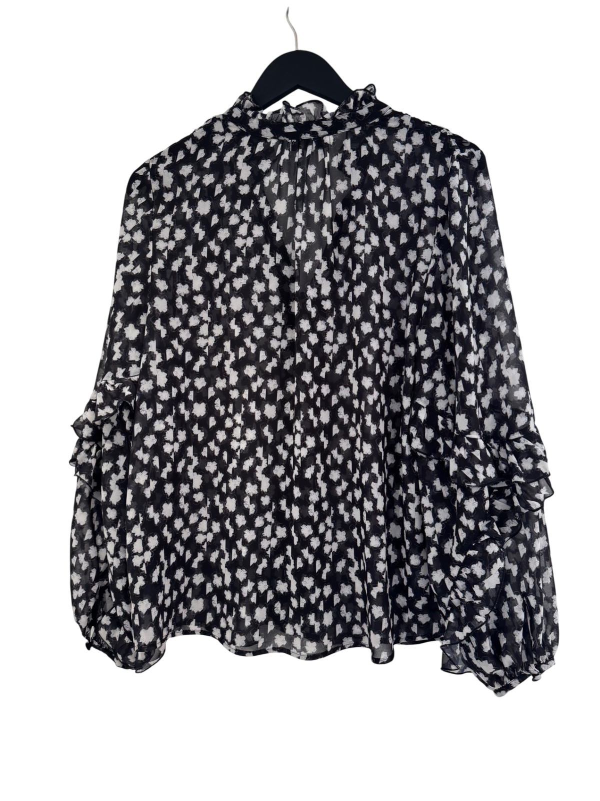 Mint Velvet print popover Blouse Black/white Size Large