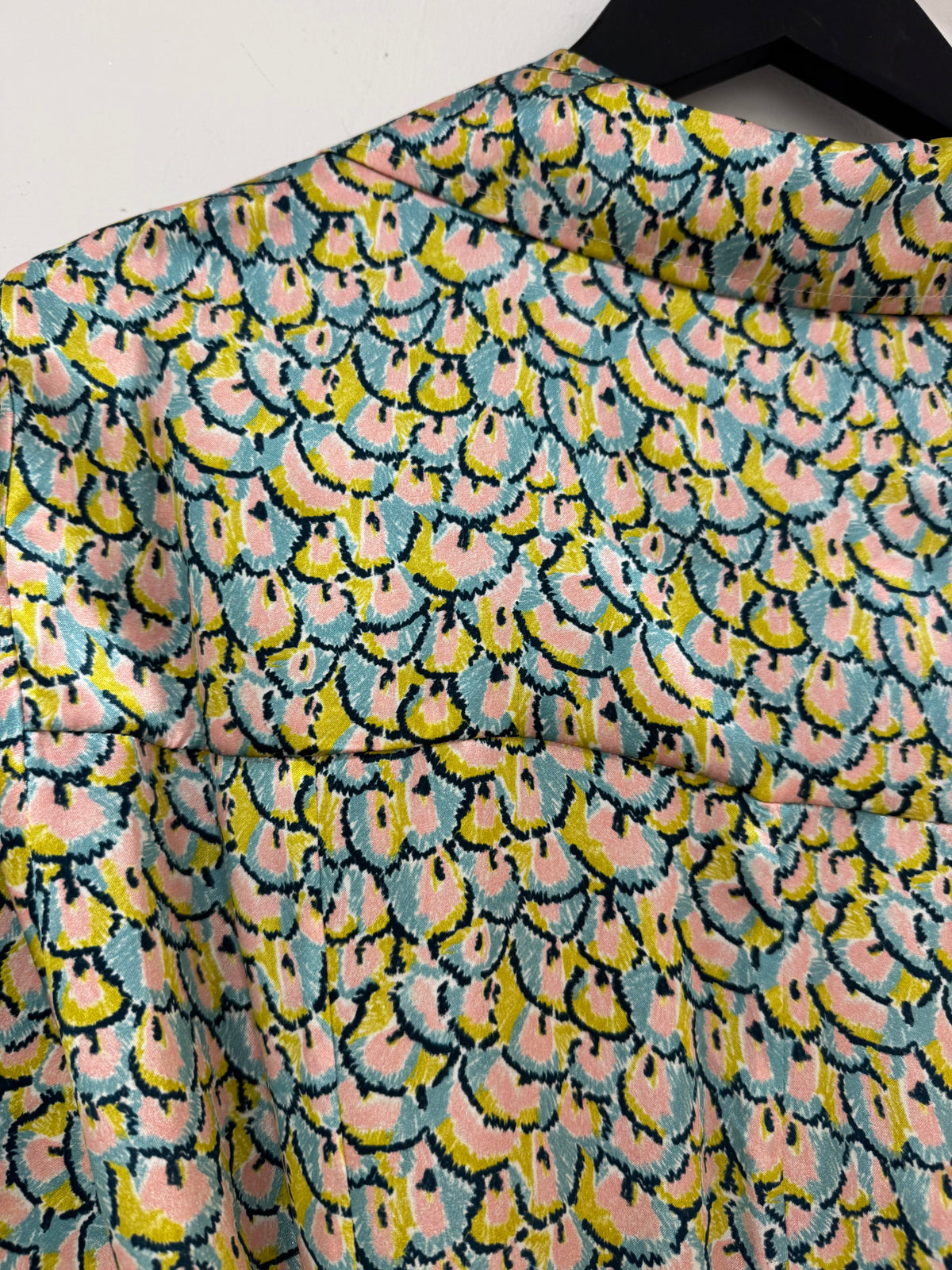 Ridley Fan print shirt dress Duck egg Blue/Chartreuse/Pink Size 8