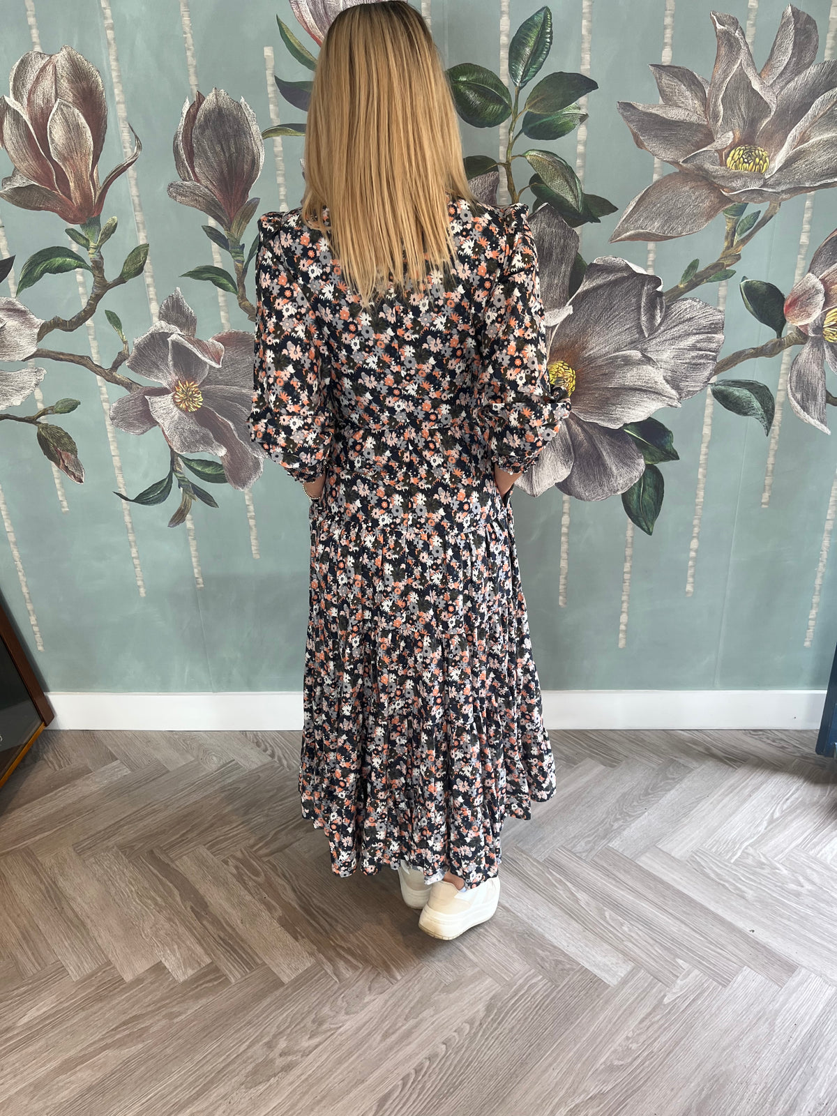 Boden maxi long sleeve floral print dress Multi Size 6R