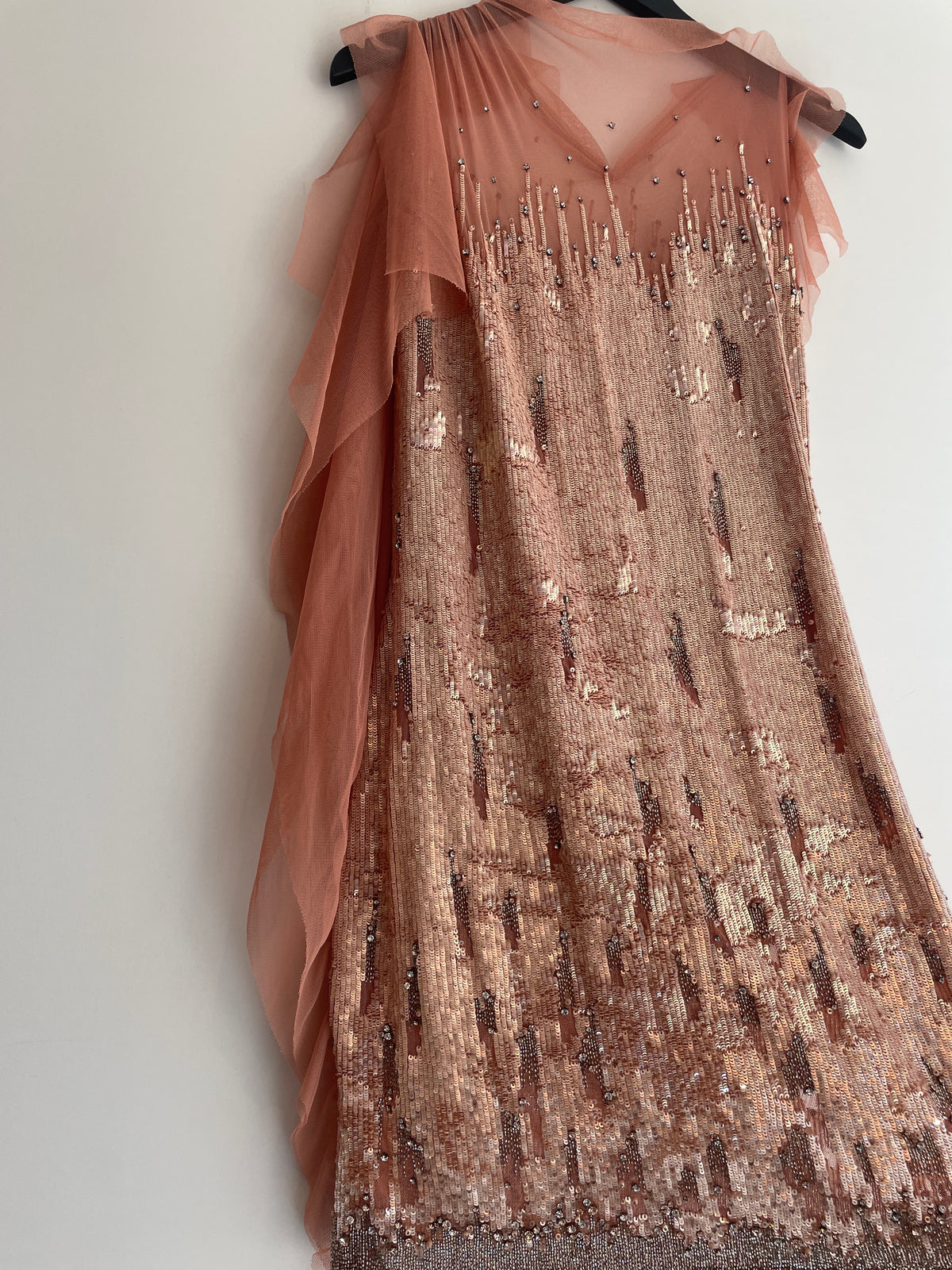 Jenny Packham Vintage Sequin/Tulle mini dress Blush/Rose Gold Size 12