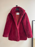 James Lakeland Luxury Raspberry Faux Fur Hooded Coat Size Large