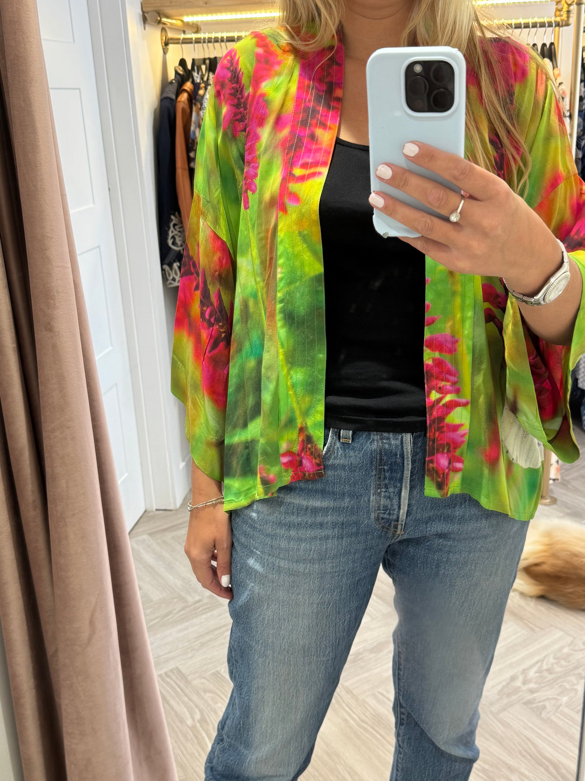 From My Mothers Garden Kimono Jacket Floral print Pink/Green