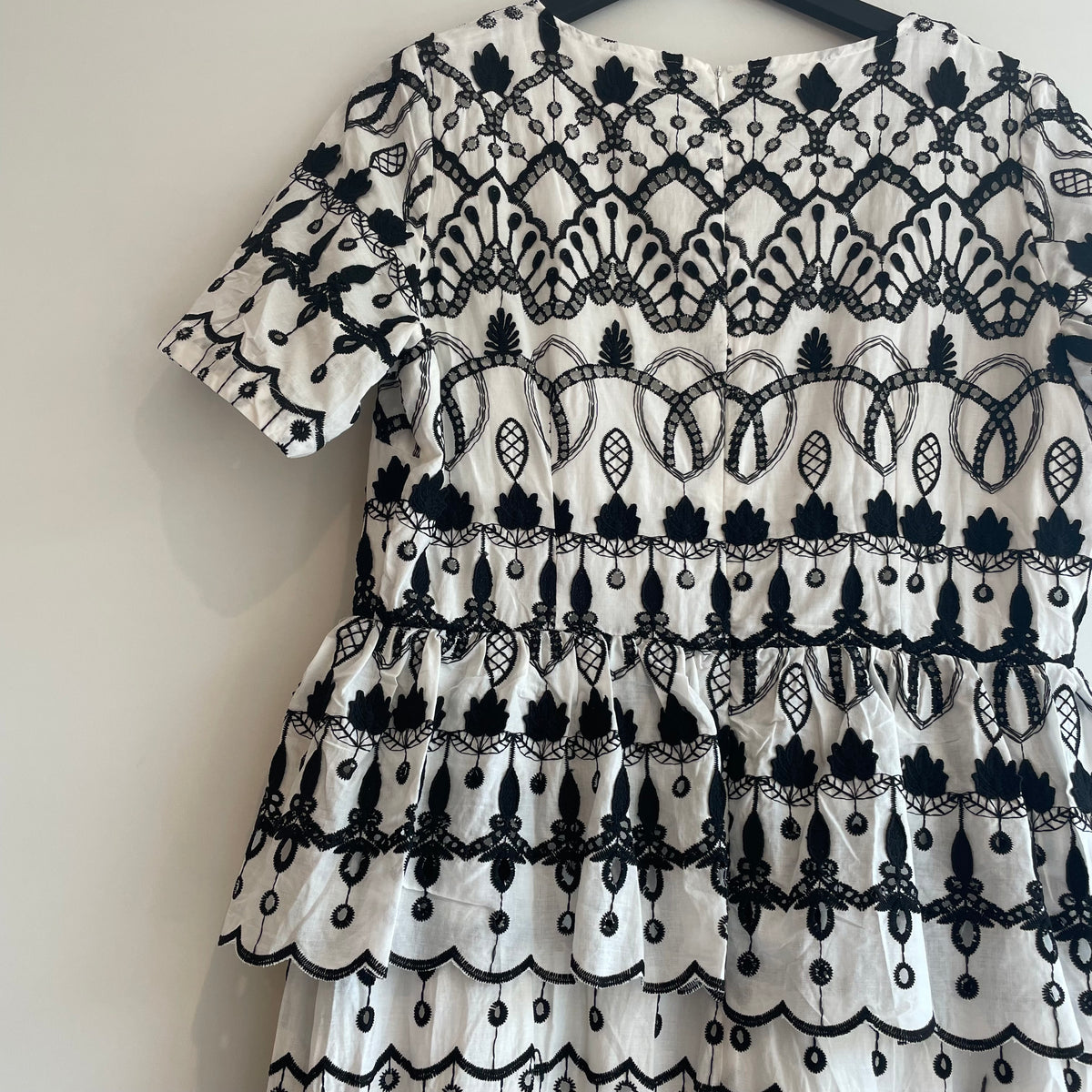 Never Fully Dressed tiered embroidery dress Black/white Size 14-16