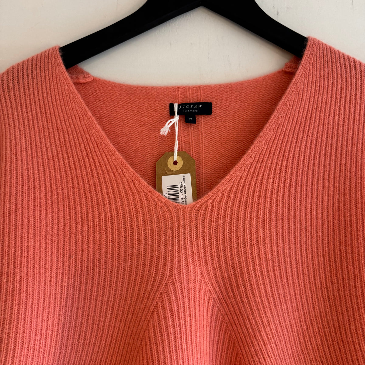 Jigsaw cashmere rib jumper Coral Medium