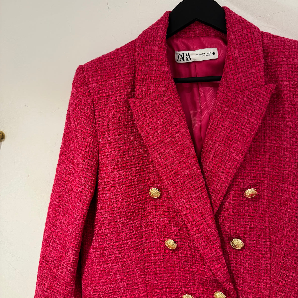 Zara Boucle Jacket Hot Pink Size XL