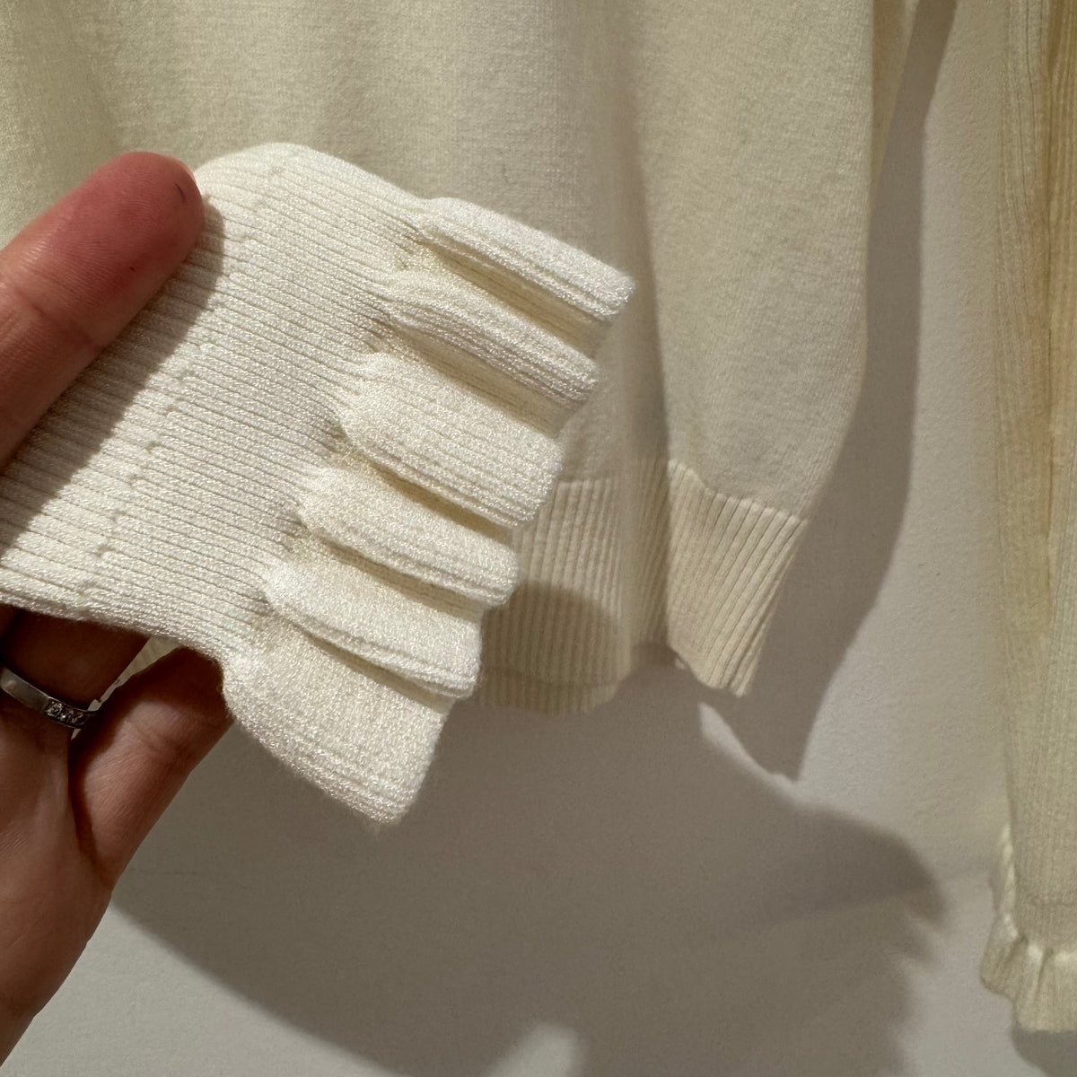 Karen Millen Frill front knit jumper Cream Size Medium