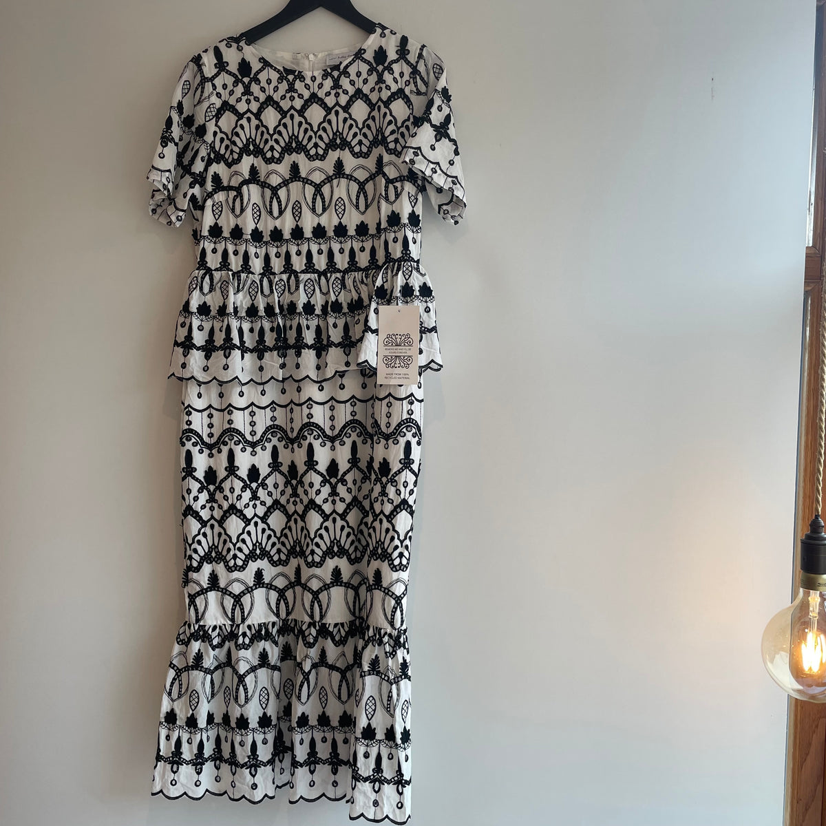 Never Fully Dressed tiered embroidery dress Black/white Size 14-16