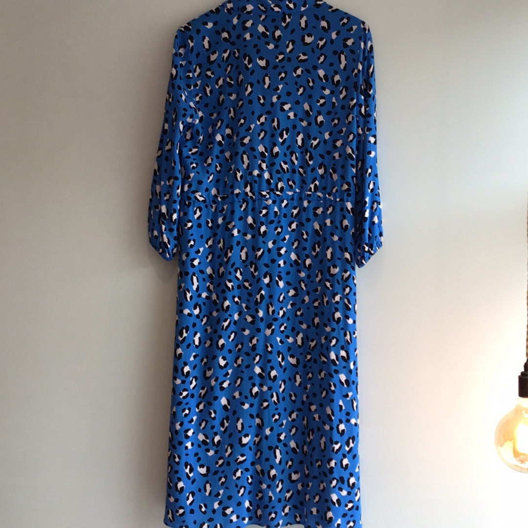 Phase Eight 'Tana' leopard dress Blue/Black/Blush Size 12
