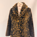 Biba Vintage Style Leopard Print Faux Fur Coat Browns Size 10