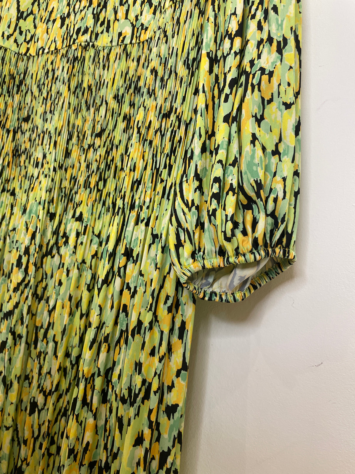 Oliver Bonas Midi Dress Smudge Print Lime/Citrus Size 18