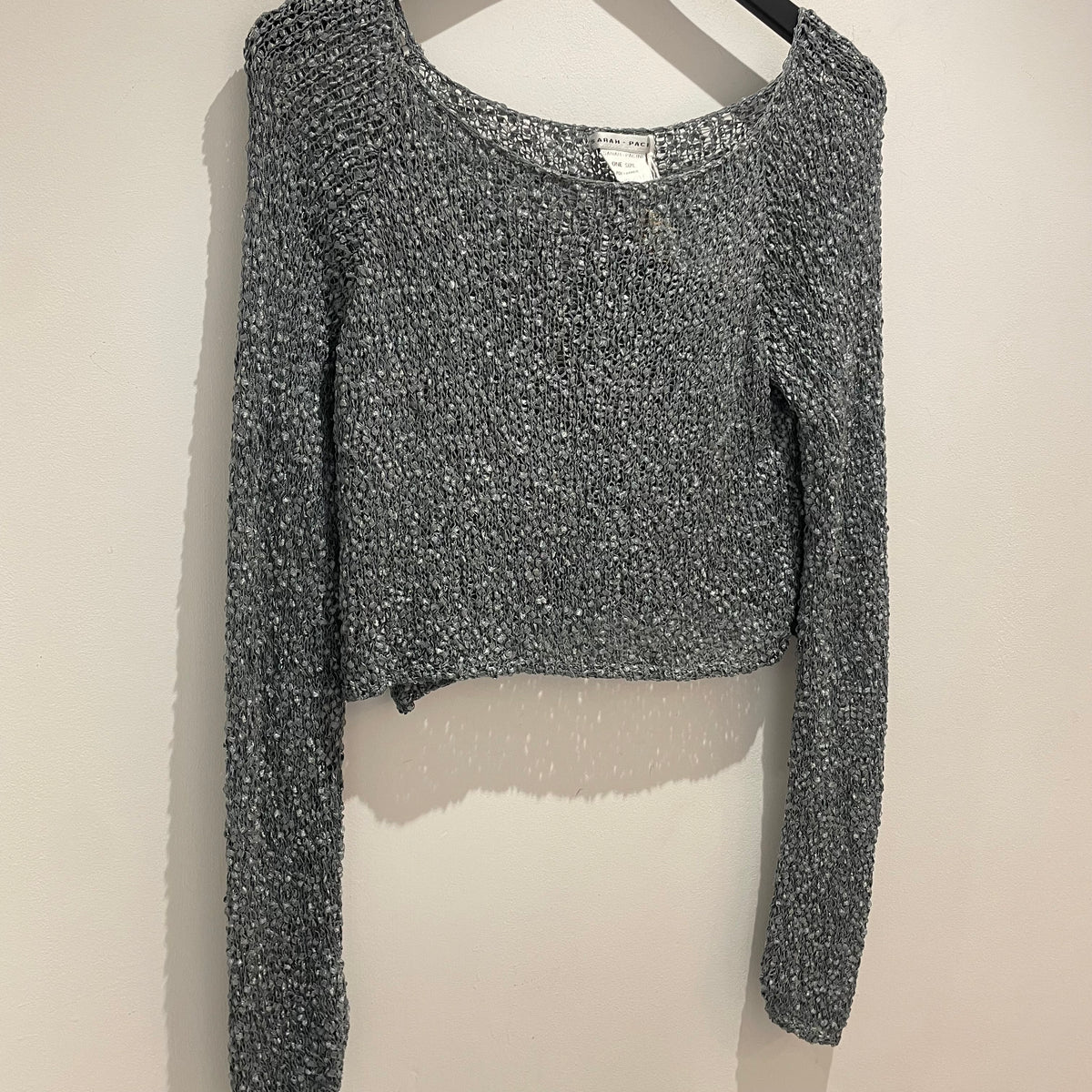 Sarah Pacini slub knit crop jumper Gunmetal OS