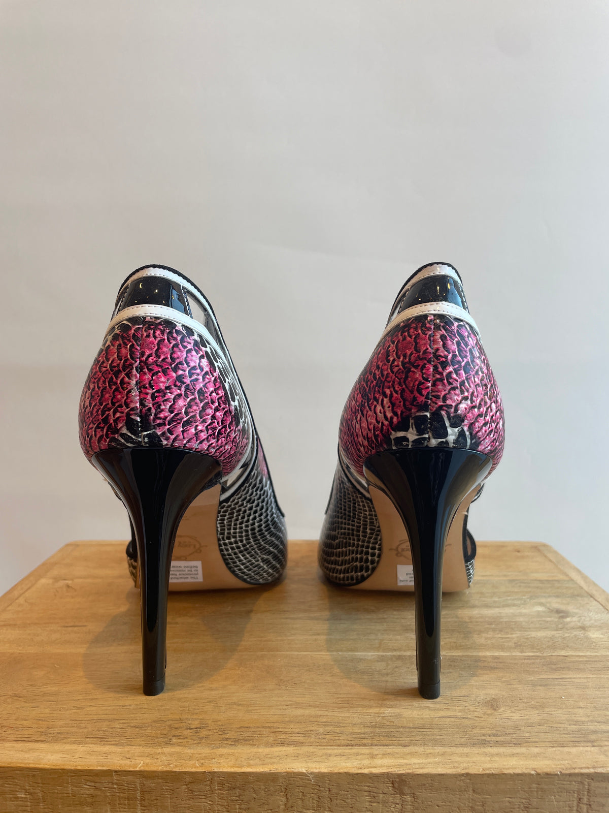 Lucy Choi Ayra snake print leather shoes Pink/Black Size 40