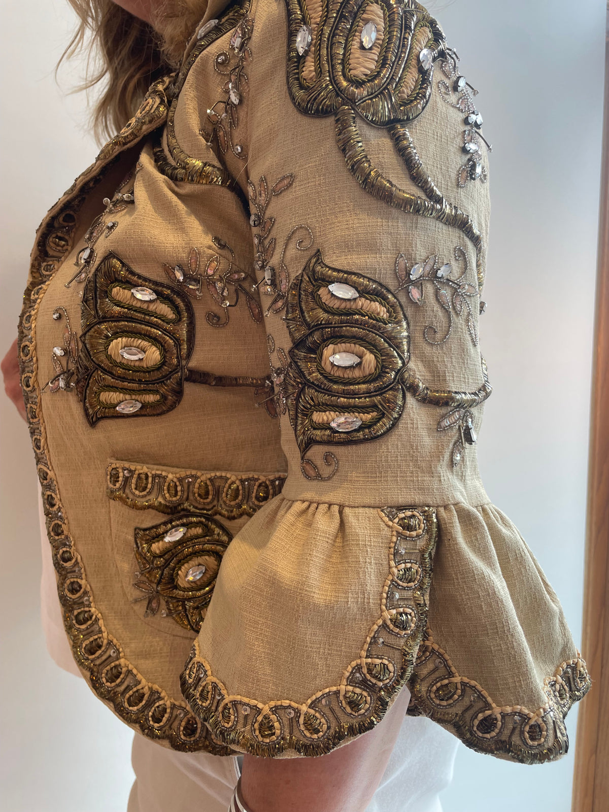 Love Sex Money Collection Embellished Jacket Pale Gold/Antique Gold Size IT46