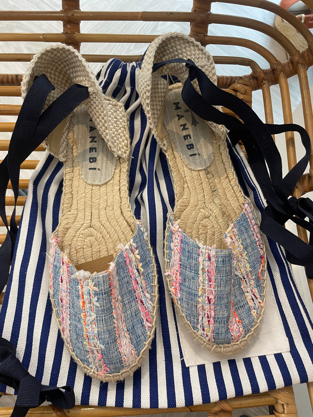 Manebi espadrille denim Blue/neon UK 3