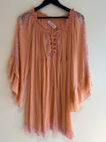 22 Maggio boho lace tunic flare sleeve Salmon Pink Size Medium