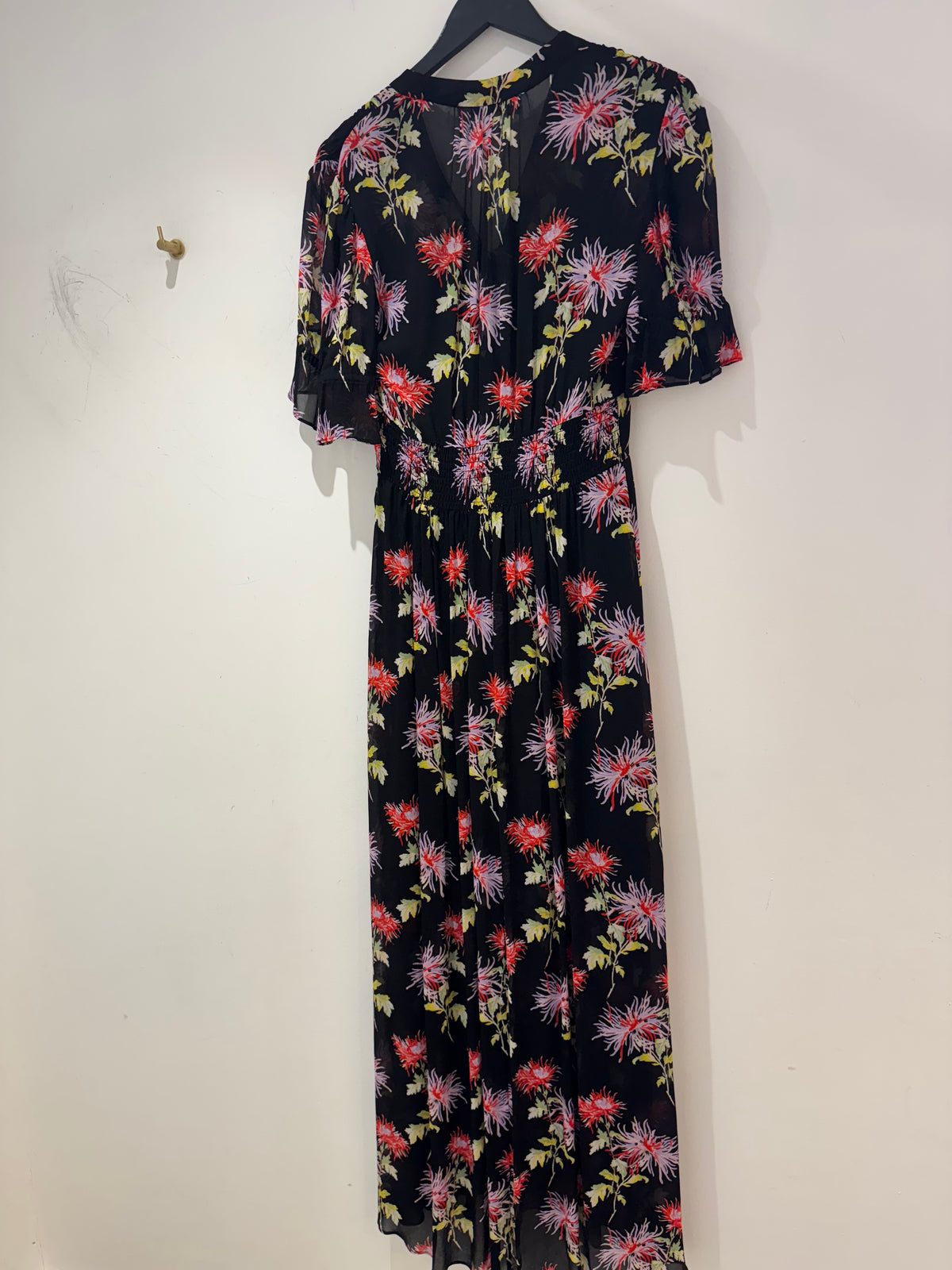 Diane Von Furstenburg Chrysanthemum print maxi dress Black/Red Size 8