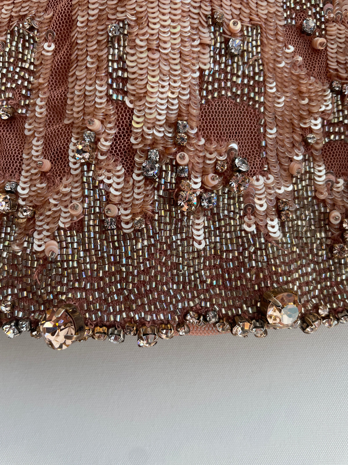 Jenny Packham Vintage Sequin/Tulle mini dress Blush/Rose Gold Size 12