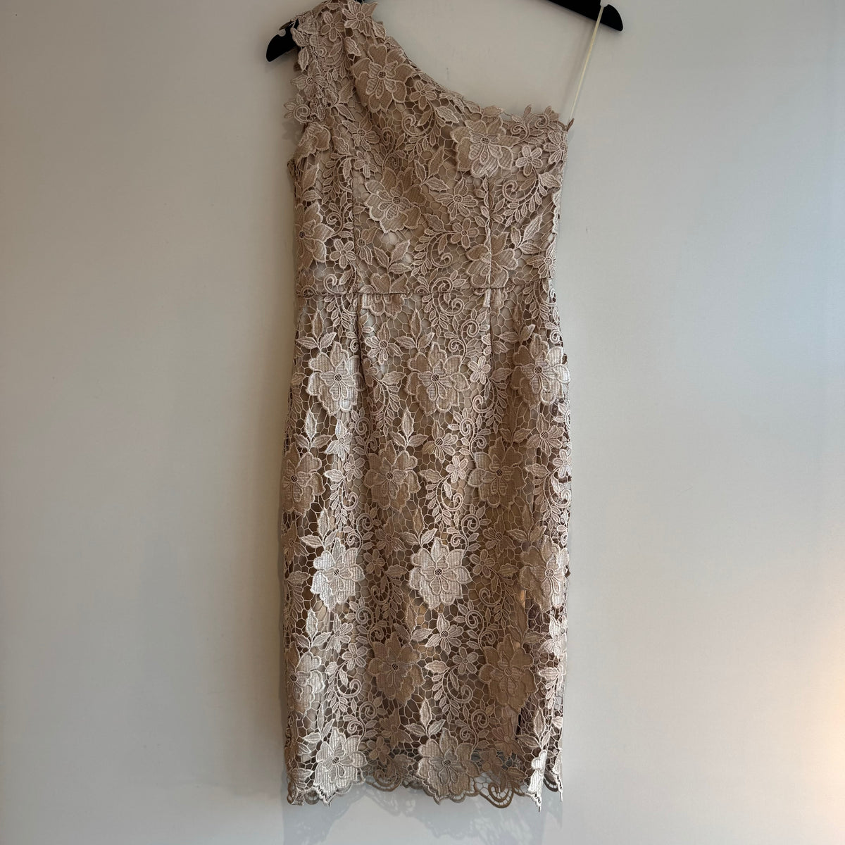 Gina Bacconi lace occasion dress and sheer shawl Latte  Size 8