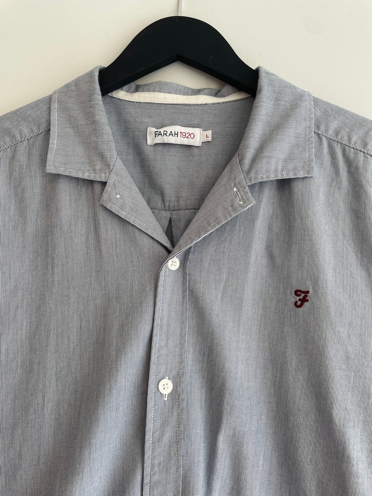 Farah 1920 Micro stripe SS Shirt Blue/White Size Large