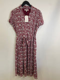 Seasalt Cornwall Tree Carving Print dress Wine/White Size 14