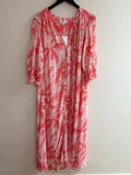 Fabienne Chapot Print Maxi Dress Coral/Pinks Sequin Burst UK 16