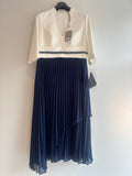 John Charles contrast pleat occasion dress Navy/ivory Size 14