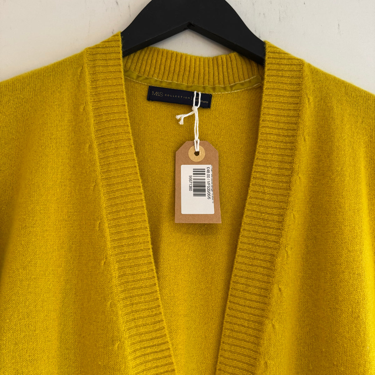 M&S cashmere pocket cardigan Ochre Size 14