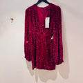 Nadine Merabi Maya Velvet Sequin Mini Dress Hot Pink Size Medium