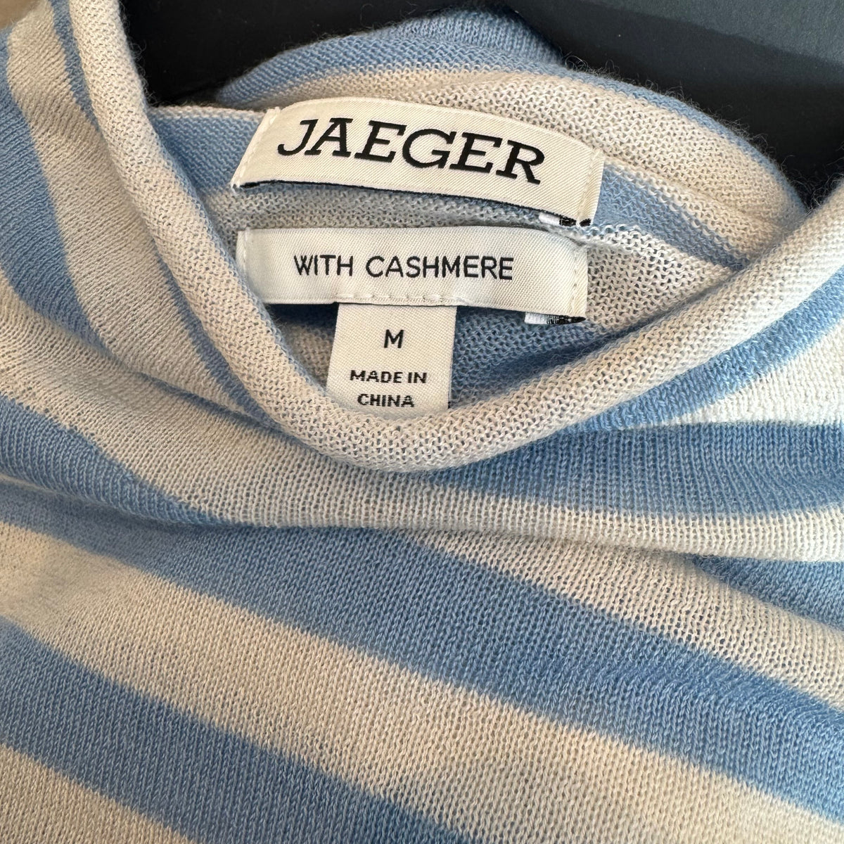 Jaeger cashmere stripe jumper Ivory/blue Size Medium