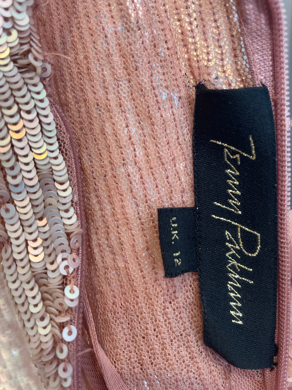 Jenny Packham Vintage Sequin/Tulle mini dress Blush/Rose Gold Size 12