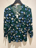 Jigsaw Graphic Poppy wrap top Green/blue Size 12