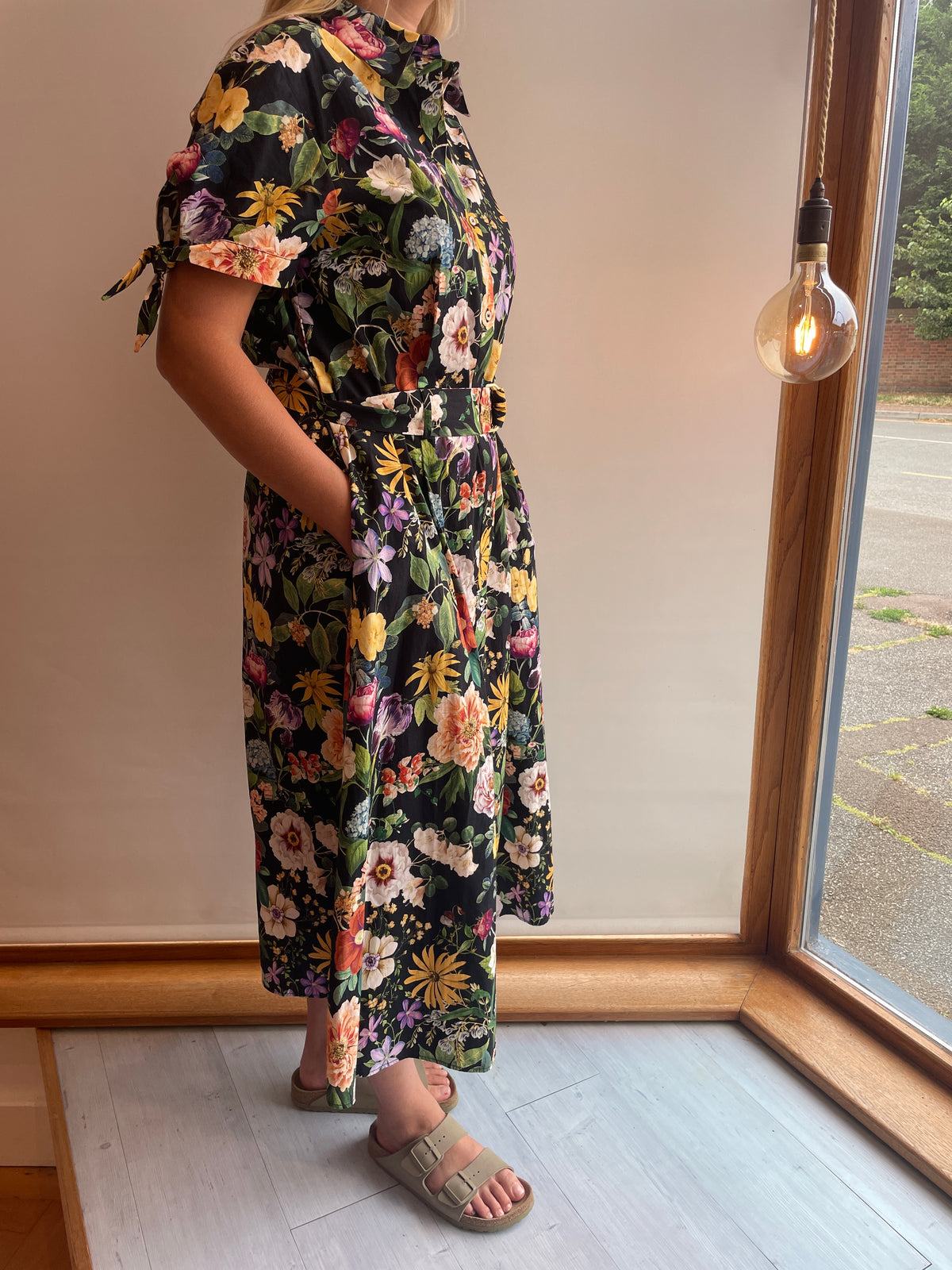 Zara floral print shirtdress Black/Multi Size XL