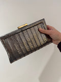 Anya Hindmarch crackle glaze metallic clutch bag Pewter O/S