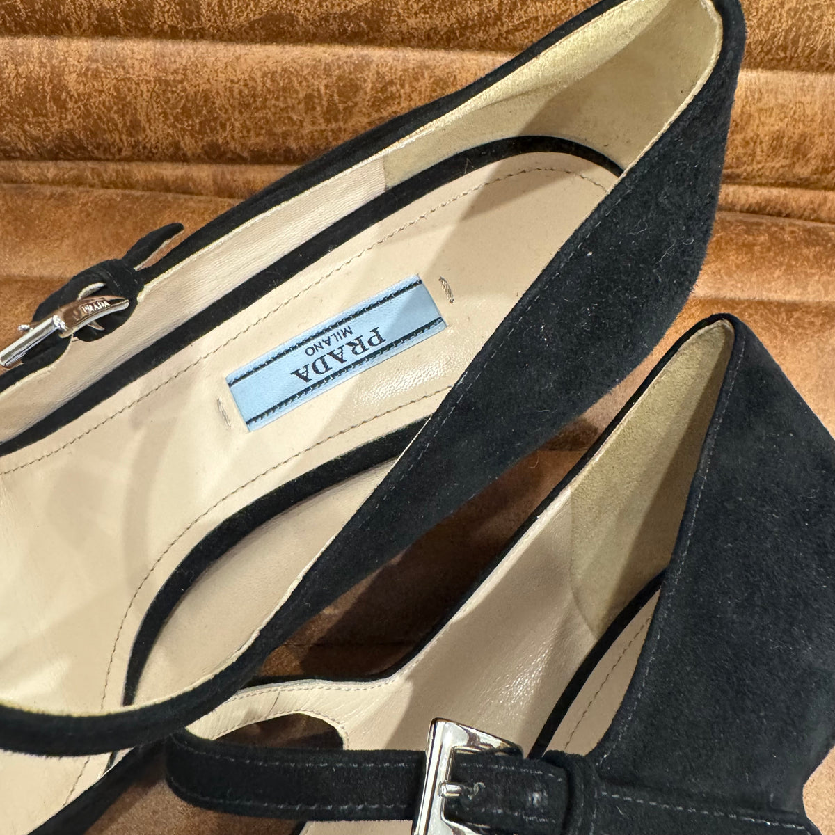 Prada suede kitten heel black Size 41 UK 8