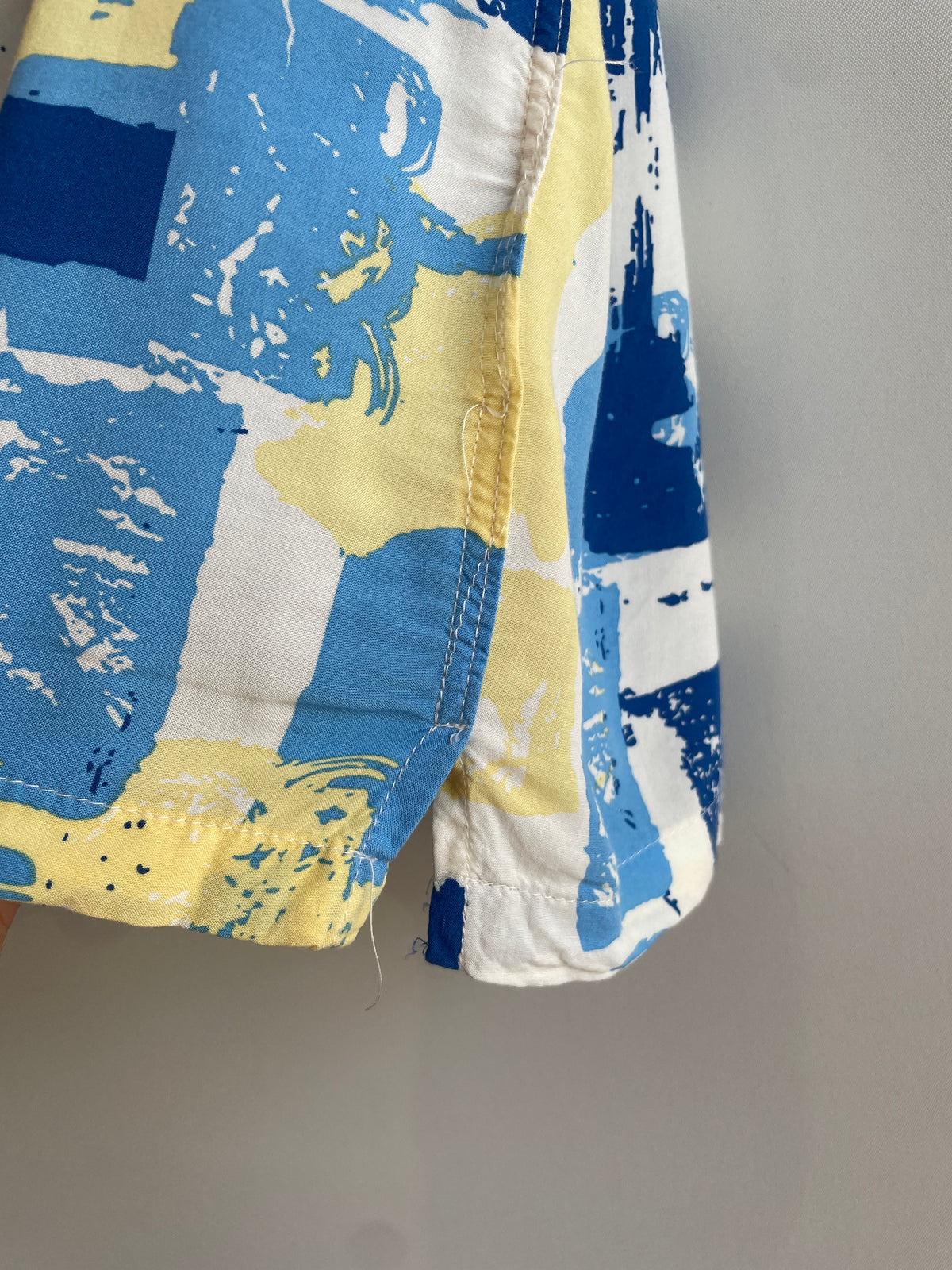 Percival SS Shirts Block Print Blues/Lemon Size Large