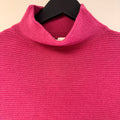 Kinross Cashmere Ribbed Mock Neck Jumper Magenta Size Medium