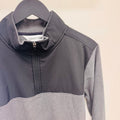 Lands'End Mens thermal quarter zip fleece jacket Black/ Grey Size Medium