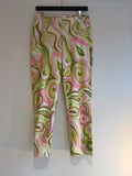 Clips 60's print fitted trouser Pink/green