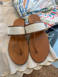 Manebi Sandal Tan/Woven Natural Thong Sandal Size 40