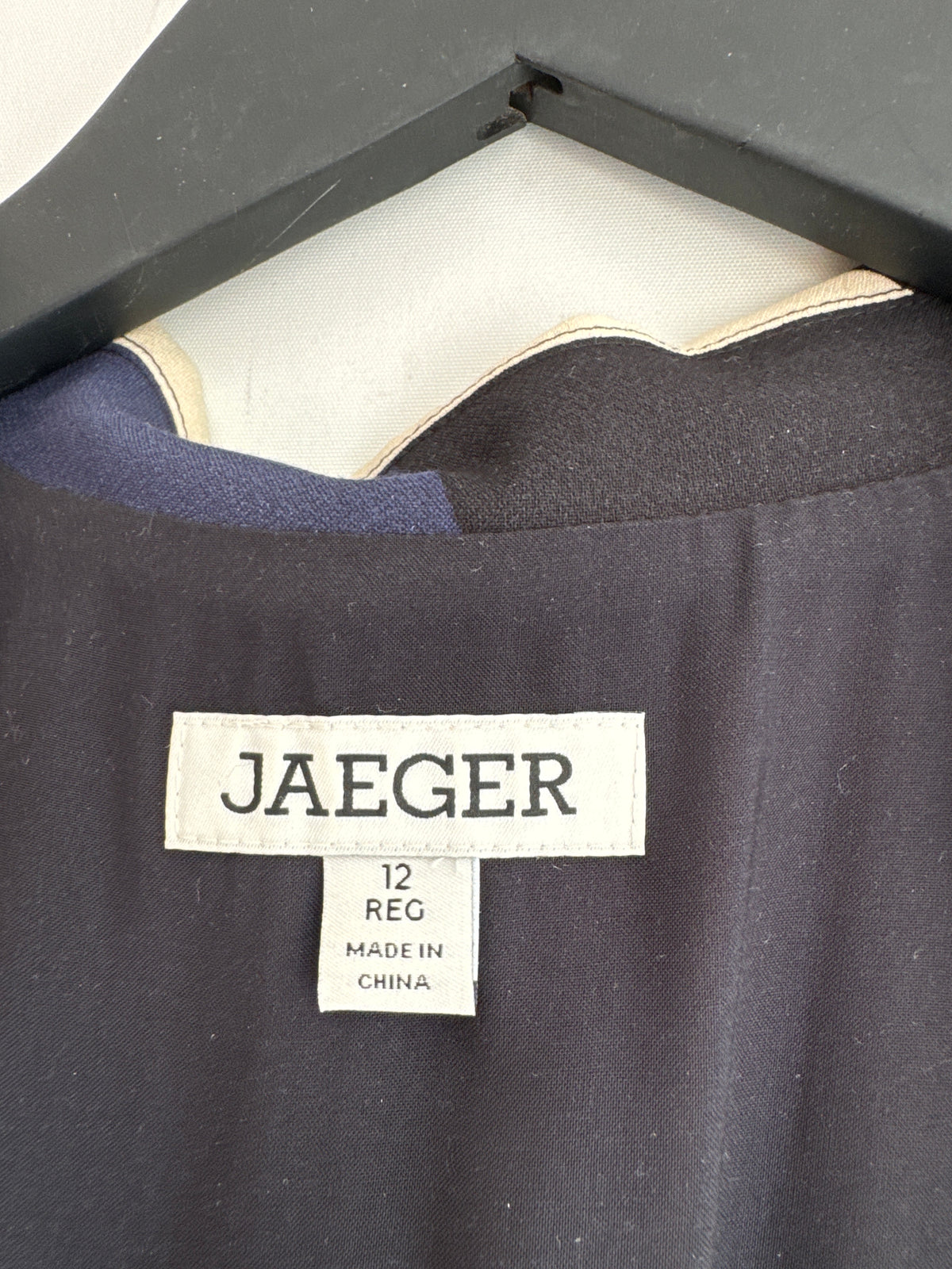 Jaeger print day dress Navy/Tan/Black Size 12 Reg