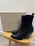 Jimmy Choo leather knit boot with Marble heel Black Size 40.5/ UK 7