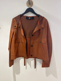 Luisa Cerano hooded lambskin leather jacket Tan Size 8