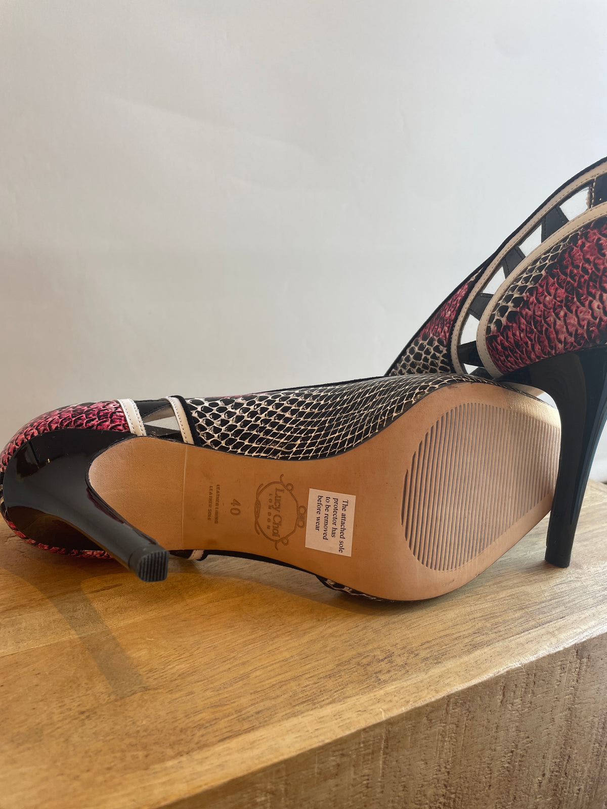 Lucy Choi Ayra snake print leather shoes Pink/Black Size 40