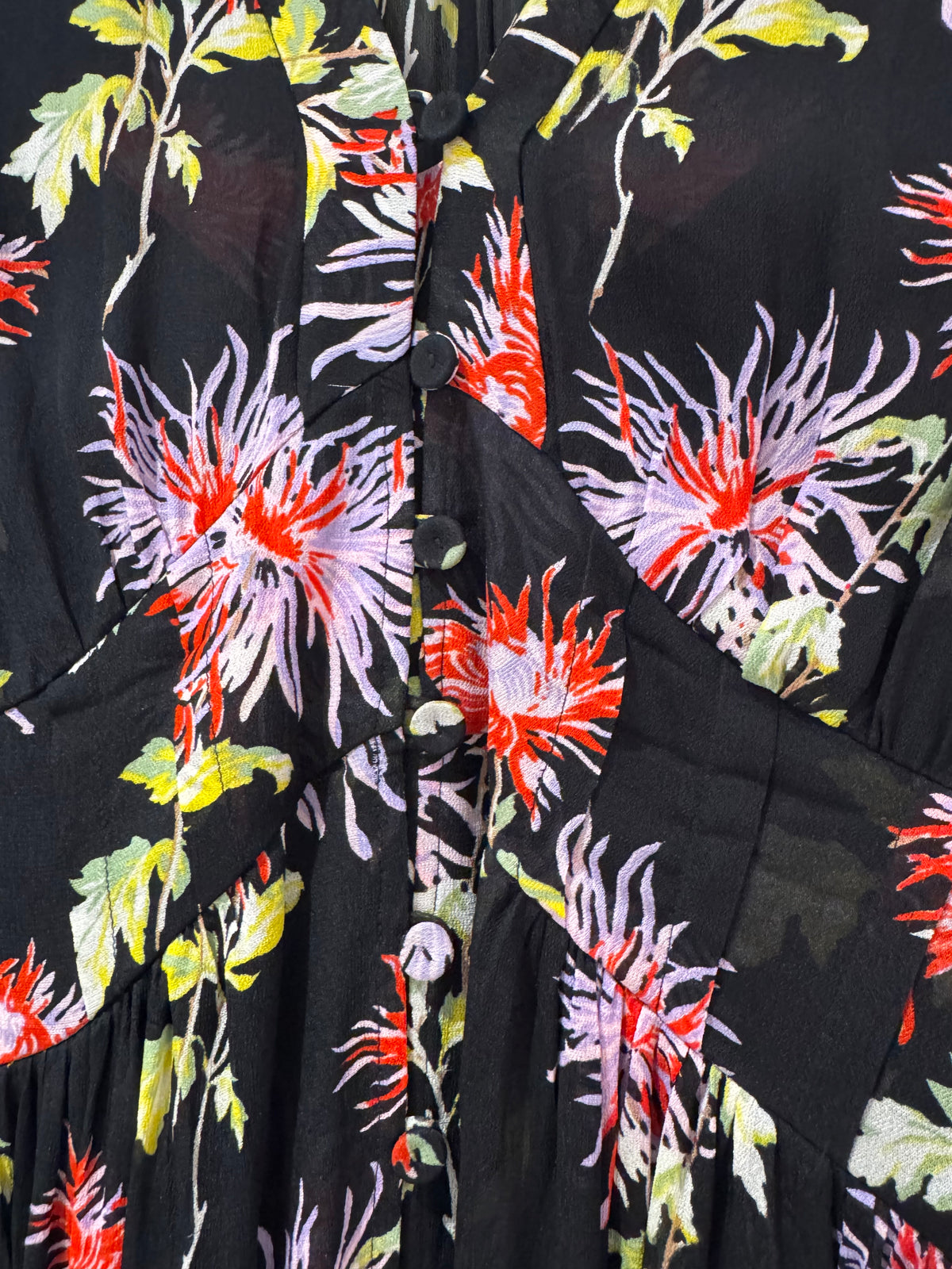 Diane Von Furstenburg Chrysanthemum print maxi dress Black/Red Size 8