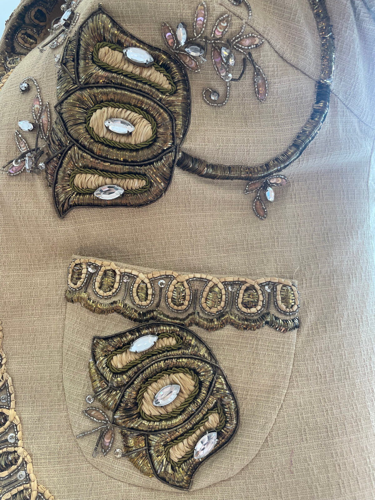 Love Sex Money Collection Embellished Jacket Pale Gold/Antique Gold Size IT46