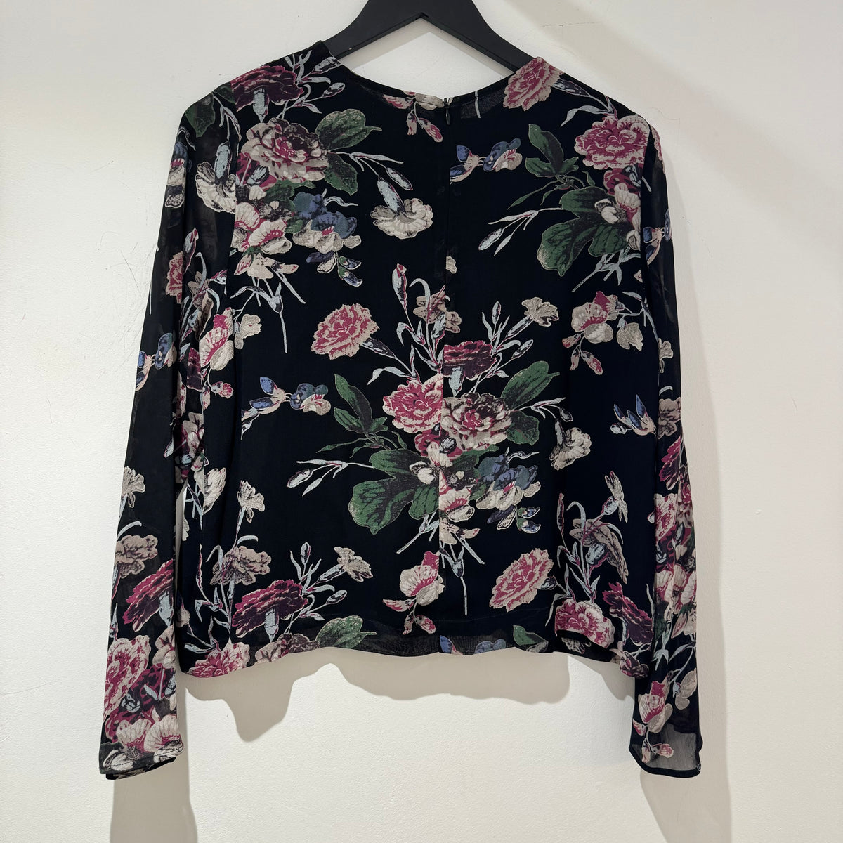 Ganni floral print blouse Black/Rust/Burgundy Size Large